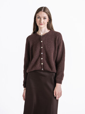 Cardigan Vitow. Kies voor warmte en stijl met deze cozy bruine vest. Met lange mouwen, een ontspannen fit, een elegante r...