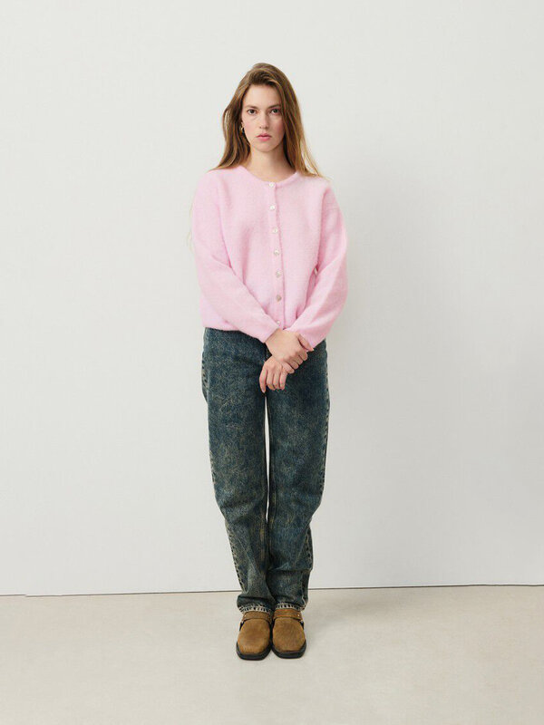 Ameri VINTAGE - 着1回 ３WAY　FRINGE VEST RAYERED KNITピンク American Vintage vest EAST19M Orchidee Chine | Les Soeurs