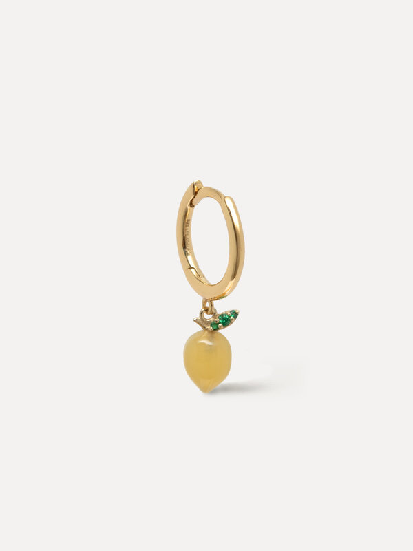 Les Soeurs Earring Joanne Lemon 1. When life gives you lemons, wear them. The gold ring gives this piece of jewelry a cla...