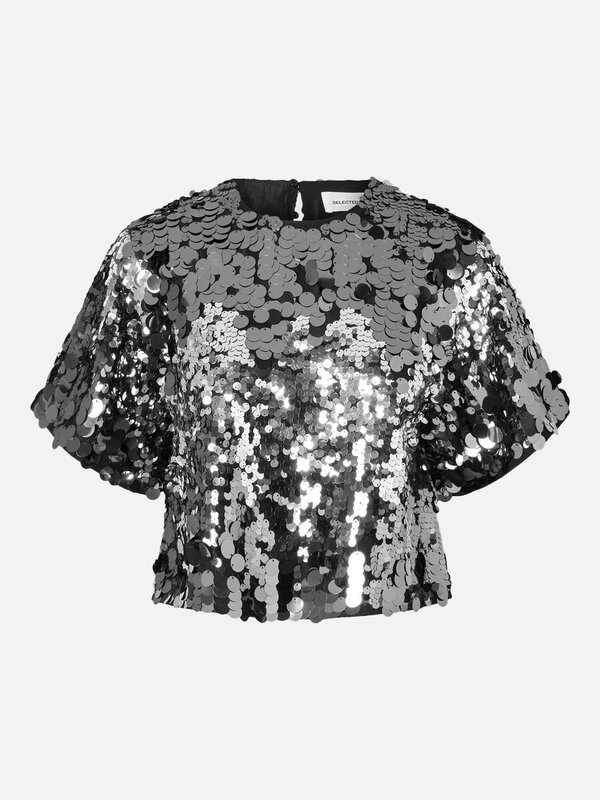 Selected Top met pailletten Tana 2. Speels en chic in één: de nonchalante snit van deze top contrasteert mooi met de pail...
