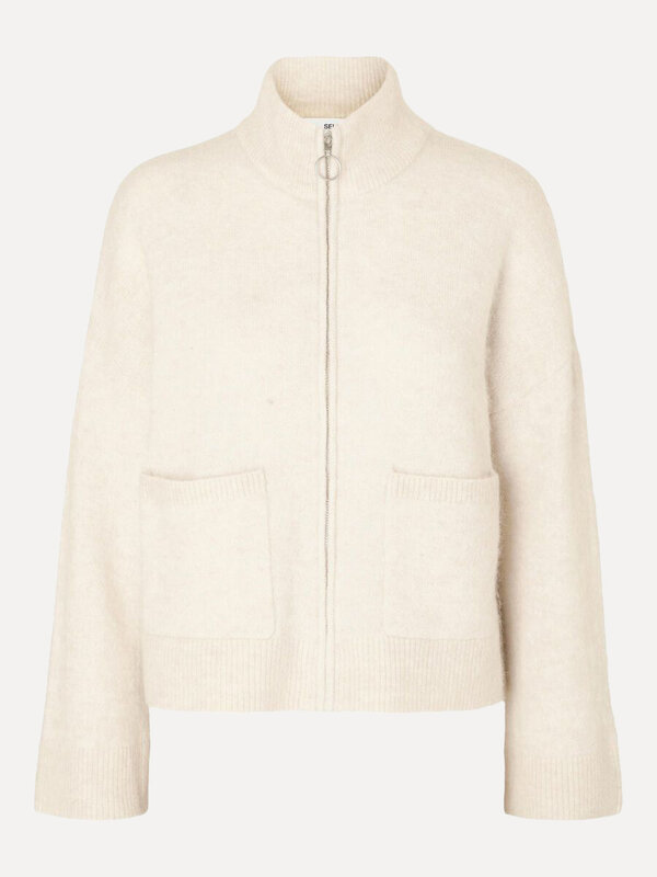 Selected Vest  with zipper Sia Ras 2. With its striking wool blend texture, this cardigan is an instant eye-catcher. The ...