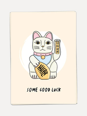 Wenskaart Lucky Cat. Een beetje extra geluk komt altijd van pas, toch? Deze wenskaart met de iconische Lucky Cat-talisman...