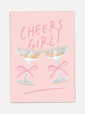 Greeting Card Cheers Girl. Time to toast to all of life's great moments? This cheerful 'Cheers Girl!' message and adorabl...