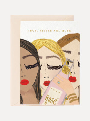Greeting Card Hugs, Kisses and Rosé. Say it with arms, lips and a bottle! This card is a party in an envelope as well as ...
