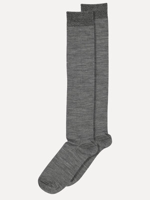 Wollen Sokken. Bling voor je benen! Deze kniesokken in merinowol hebben een glitterboord die je winteroutfit een chique t...