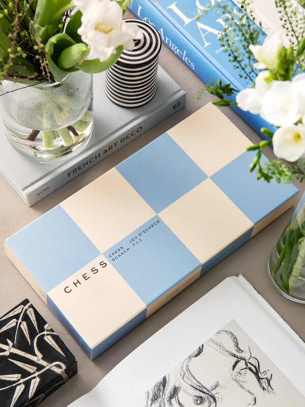 Printworks Chess game Play 2. Did you think chess was stuffy? This board with beige and baby blue accents looks fresh and...