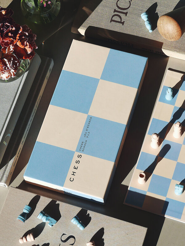 Printworks Chess game Play 4. Did you think chess was stuffy? This board with beige and baby blue accents looks fresh and...