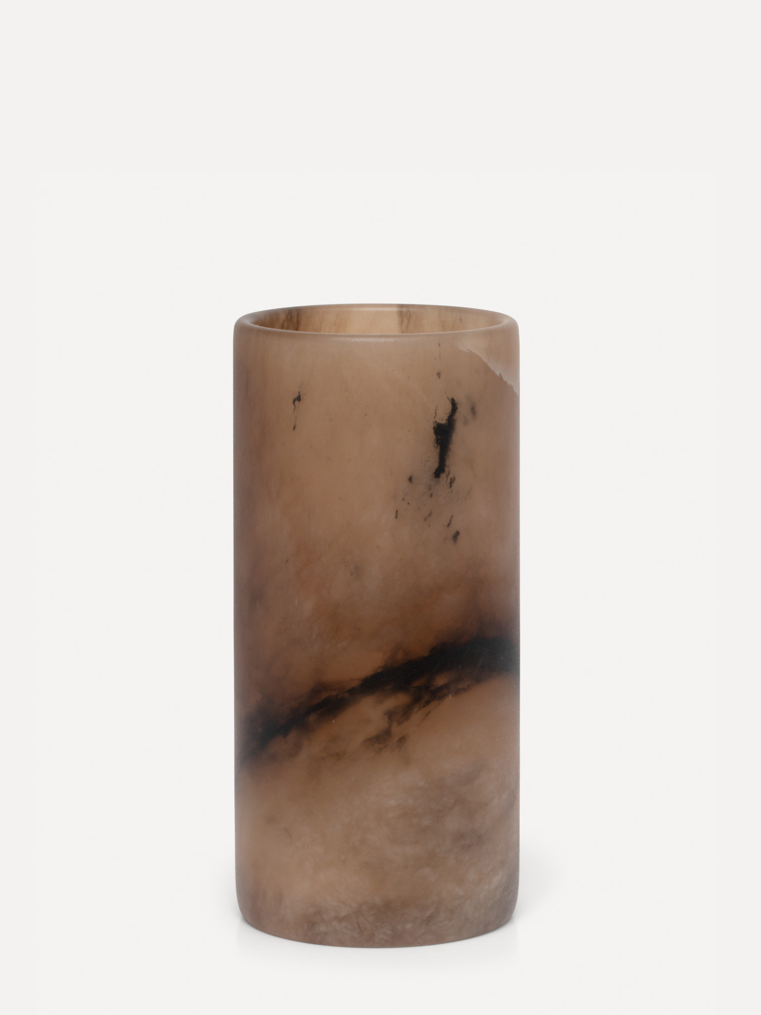 Les Soeurs Vase Alabaster Cylinder 1. Pure beauty captured in alabaster. This cylindrical vase creates a subtle glow that...