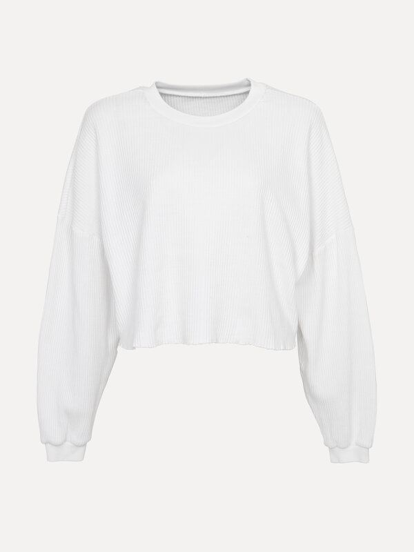 Les Soeurs Cropped Longsleeve Demi 2. Casual, but make it cute! This white sweatshirt has a cropped fit and wavy hem to a...