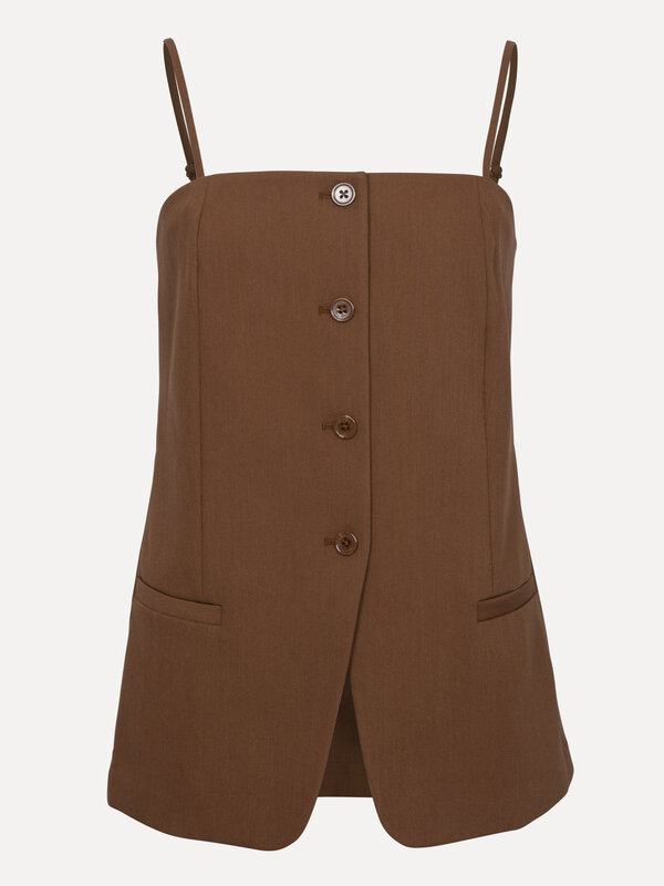 Les Soeurs Bustiertop Amber 1. Blazer meets bustier! Deze top vertaalt het beste van de tijdloze blazer – knopen, zakken ...