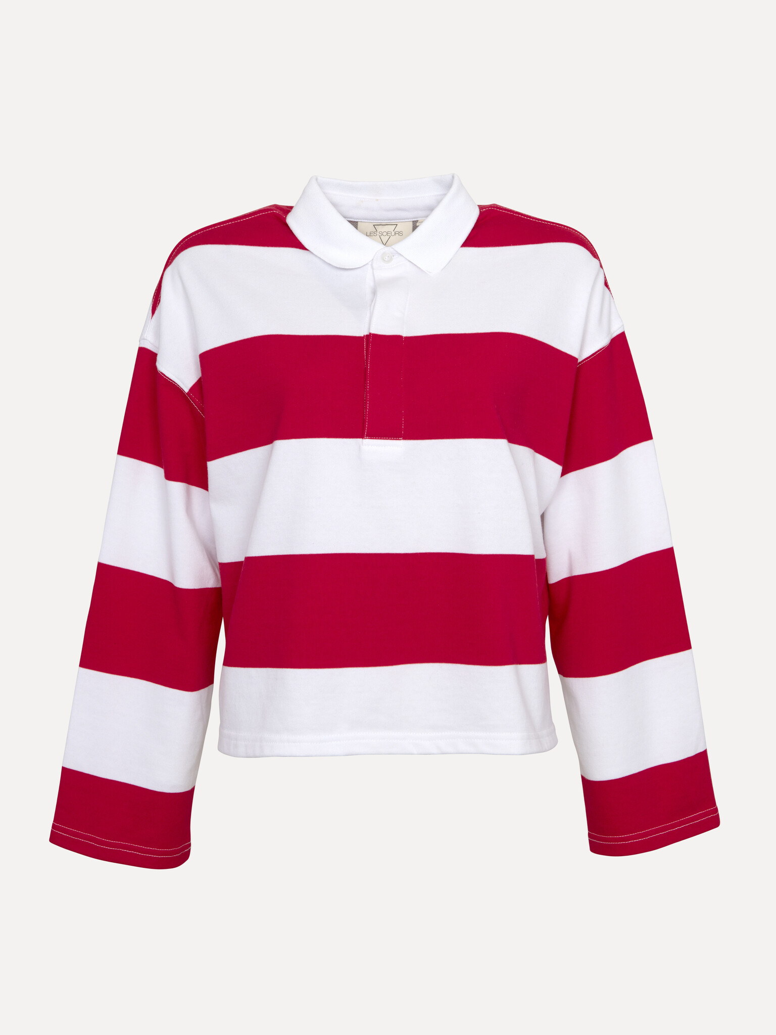 Les Soeurs Longsleeve Polo Mila Red White Striped Les Soeurs