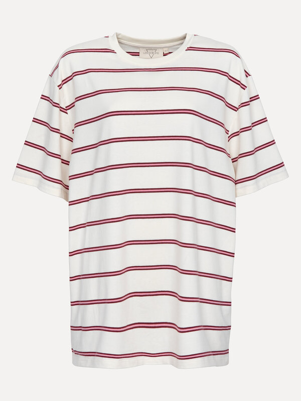 Les Soeurs Gestreept T-Shirt Channing 2. Dé perfecte streep bestaat! In dit ecru T-Shirt met roze en bordeauxrode lijnen ...