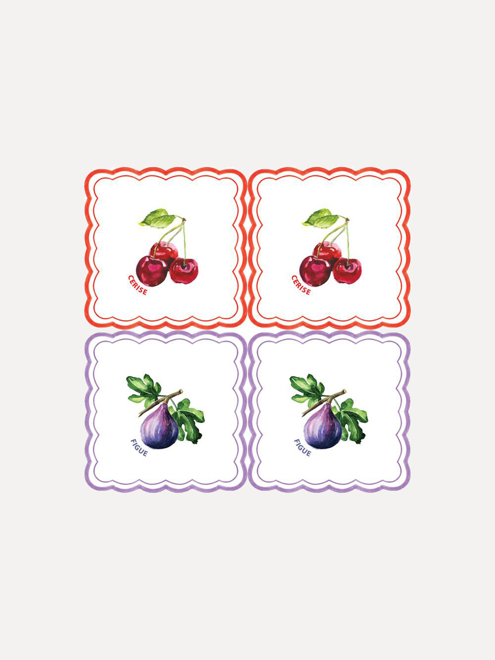 Opjet Set de serviettes Cerise Figue 2. La cerise sur le gâteau de votre table? Ces serviettes aux illustrations ludiques...
