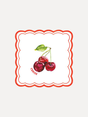 Serviettes Cerise Figue. La cerise sur le gâteau de votre table? Ces serviettes aux illustrations ludiques. Que vous orga...