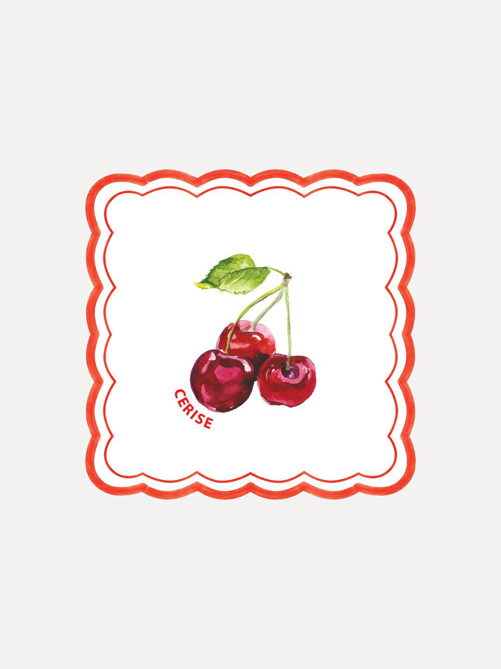 Opjet Set de serviettes Cerise Figue 1. La cerise sur le gâteau de votre table? Ces serviettes aux illustrations ludiques...