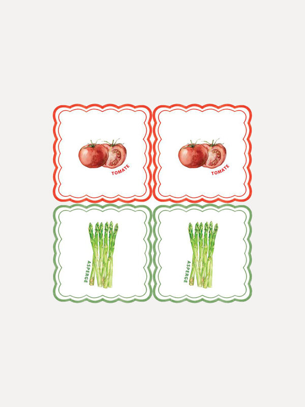 Opjet Napkins set Tomato Asparagus 2. A pinch of color, a dash of fun: this set of napkins with playful prints of tomatoe...