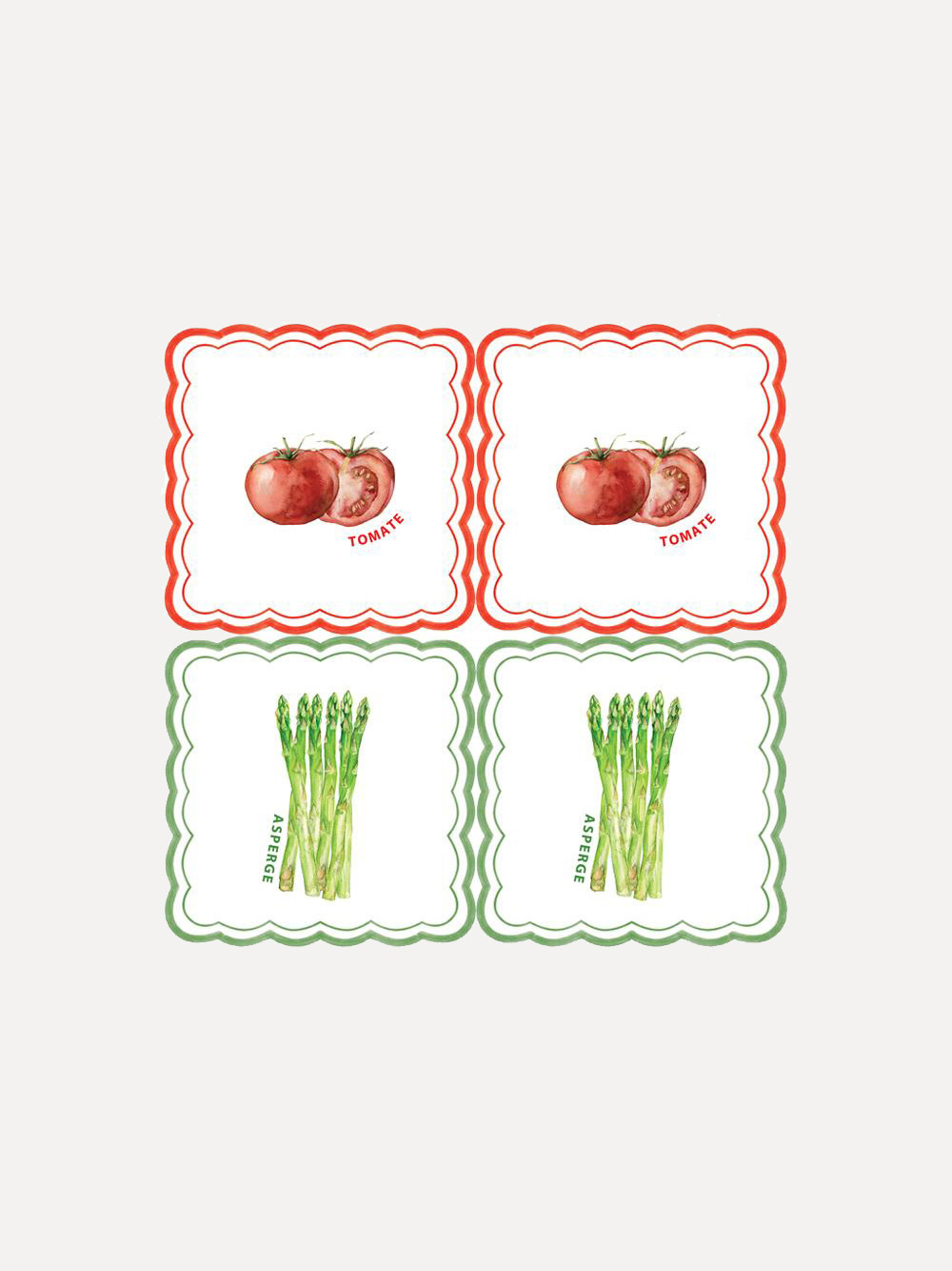 Opjet Napkins set Tomato Asparagus 2. A pinch of color, a dash of fun: this set of napkins with playful prints of tomatoe...