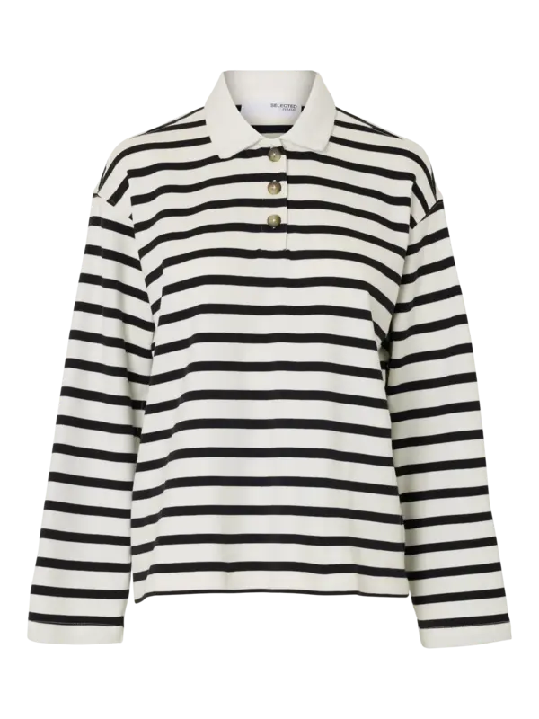 Selected Polo longsleeve Wada 2. L'essence du style français? Ce polo à manches longues a tout prévu! Grâce à ses rayures...
