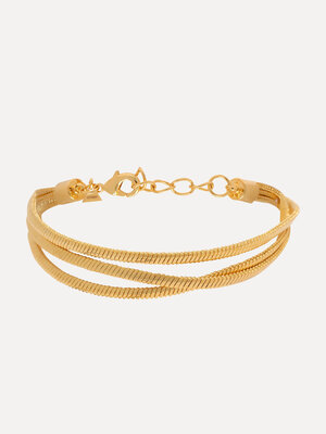 Armband Mara Multiple Snake. Three's a charm! Deze tijdloze armband bestaat uit drie delicate snake chains die zacht om j...