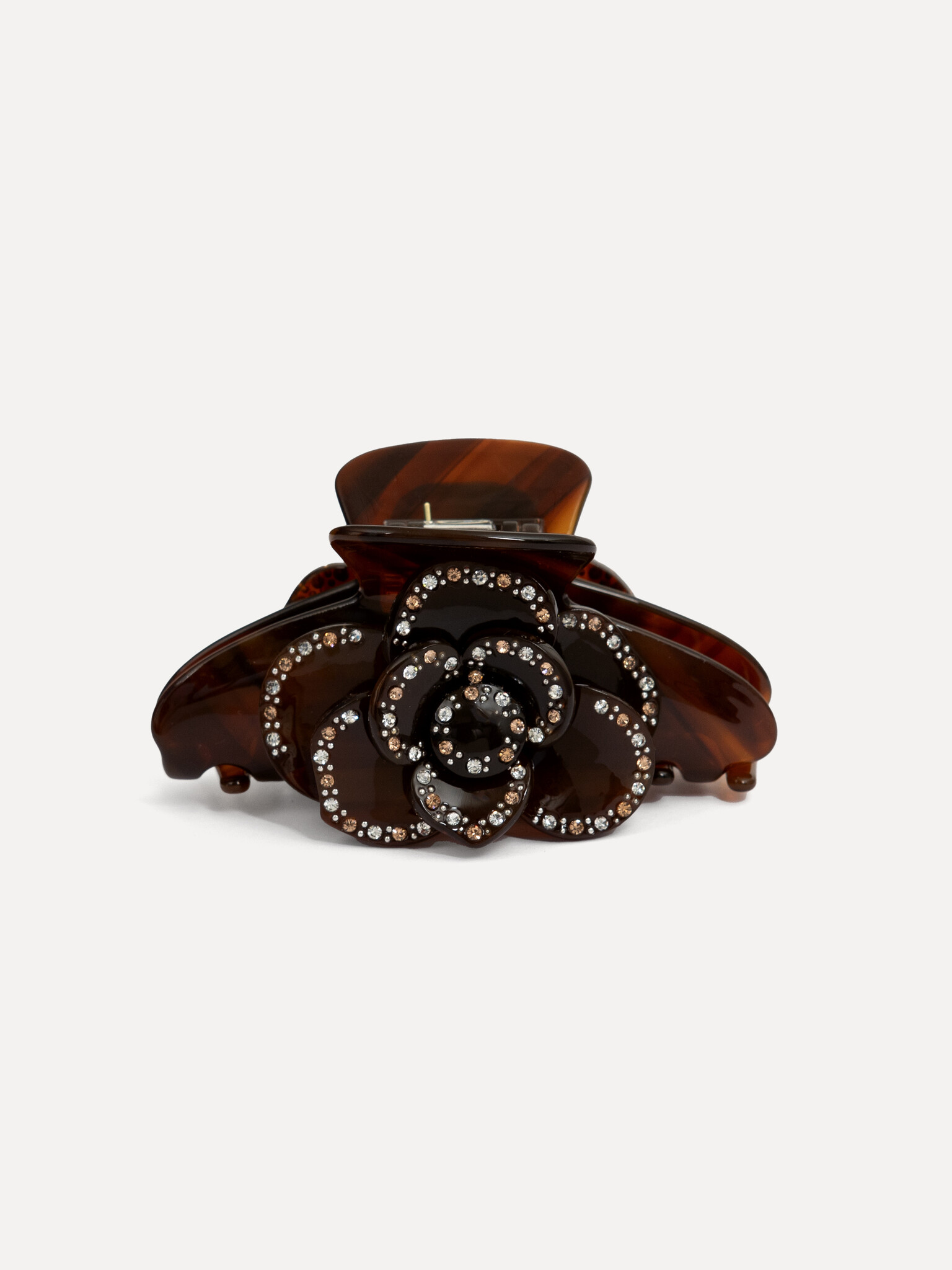 Les Soeurs Resin hair clip Flower 1. Not in the mood for an elastic or boring clip? This flamboyant hairpin with strass t...