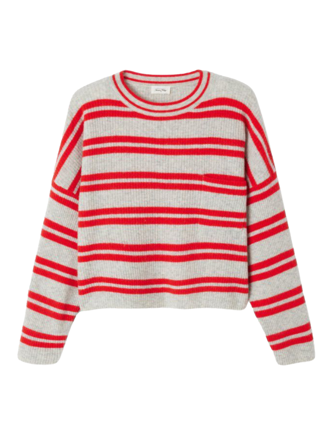 American Vintage Gestreepte sweater Raxow 2. Een streepje voor op saaie basics: deze wollen trui combineert zachte grijst...