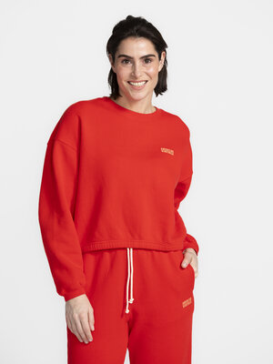 Sweat Izubird. Red, bold, and ready to go. This sweater is your new favorite for indoors and out. The soft teddy fabric k...
