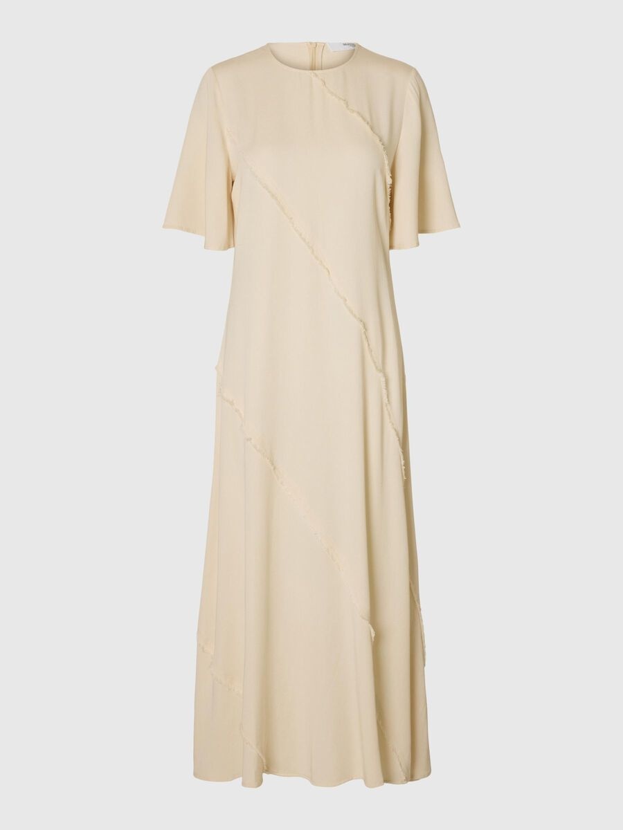 Selected Ankle Dress Ivana 2. Dream in cream! This long cream-colored ankle dress with raw edges is what dreams are made ...