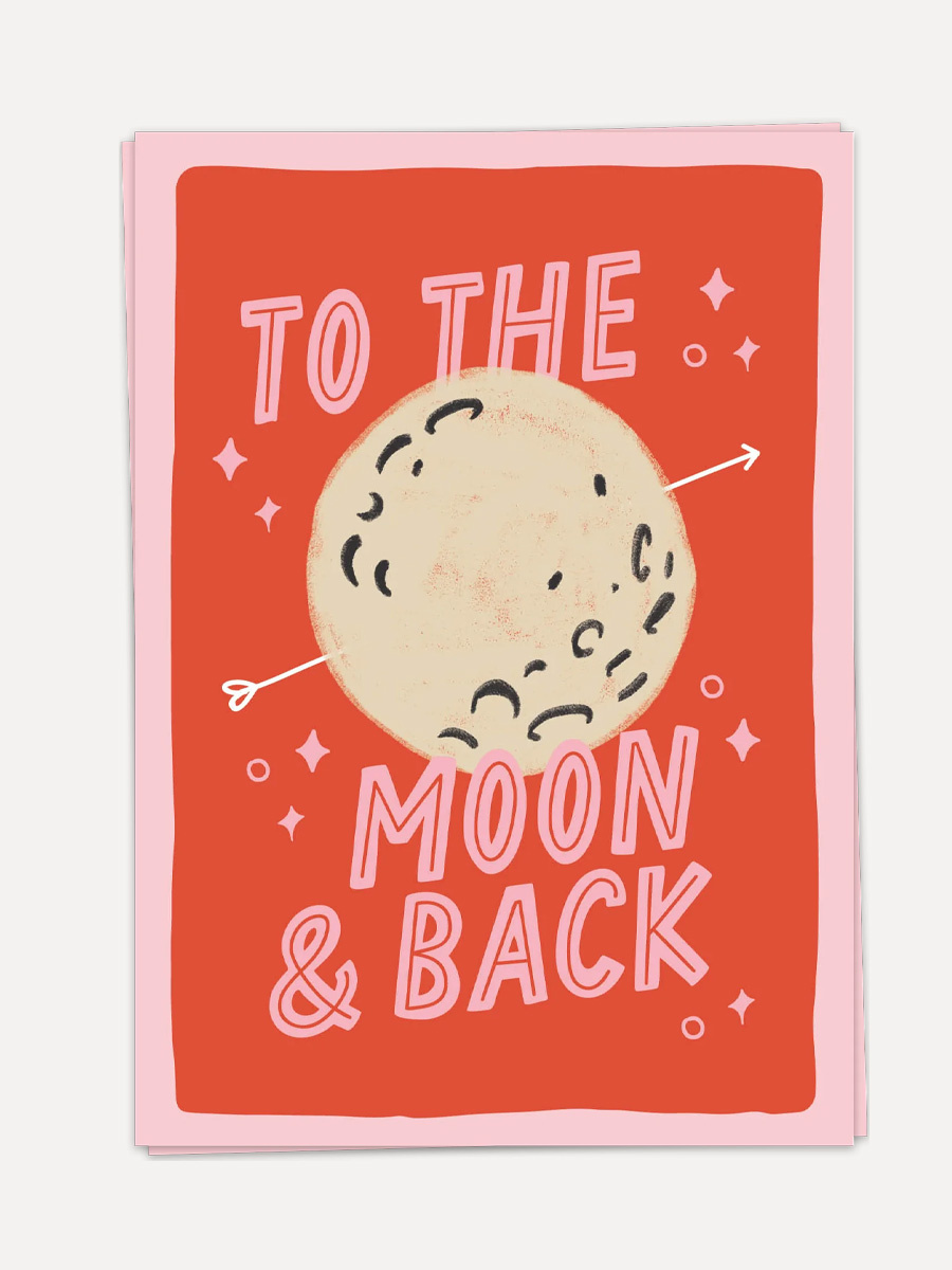 Kaart Blanche greeting card Moon 1. Love launch! This card brings a classic love message to life with a playful rocket il...