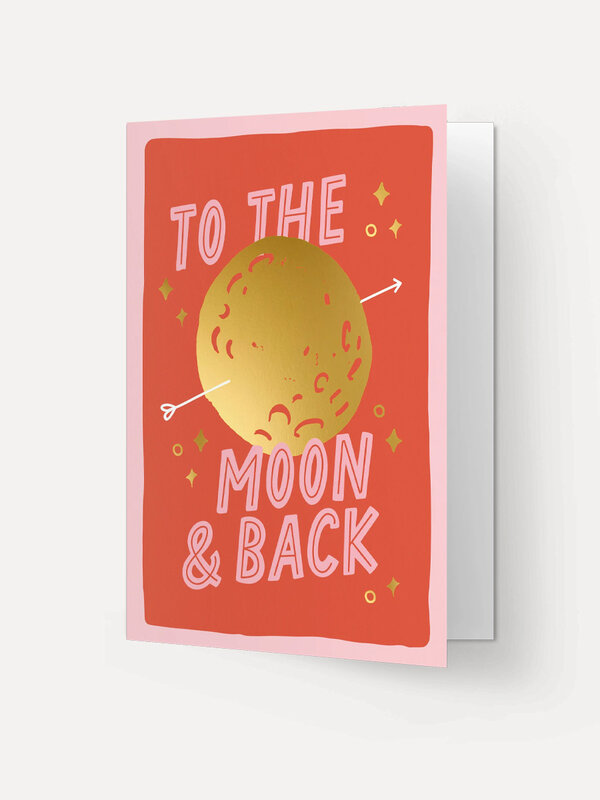 Kaart Blanche Greeting card Moon 2. Love launch! This card brings a classic love message to life with a playful rocket il...