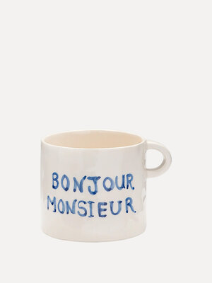Mok Monsieur. C'est magnifique! Start de dag op z'n Frans met deze 'Bonjour Monsieur'-mok. Het artisanale ontwerp met bla...