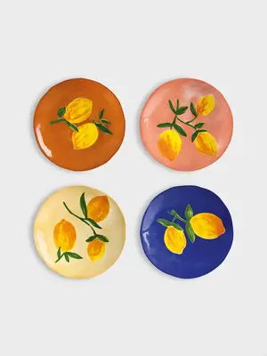 Bordenset Lemon. De mediterrane zomer op je bord? Yes, please! Deze set van 4 borden is het recept voor een opgewekte taf...