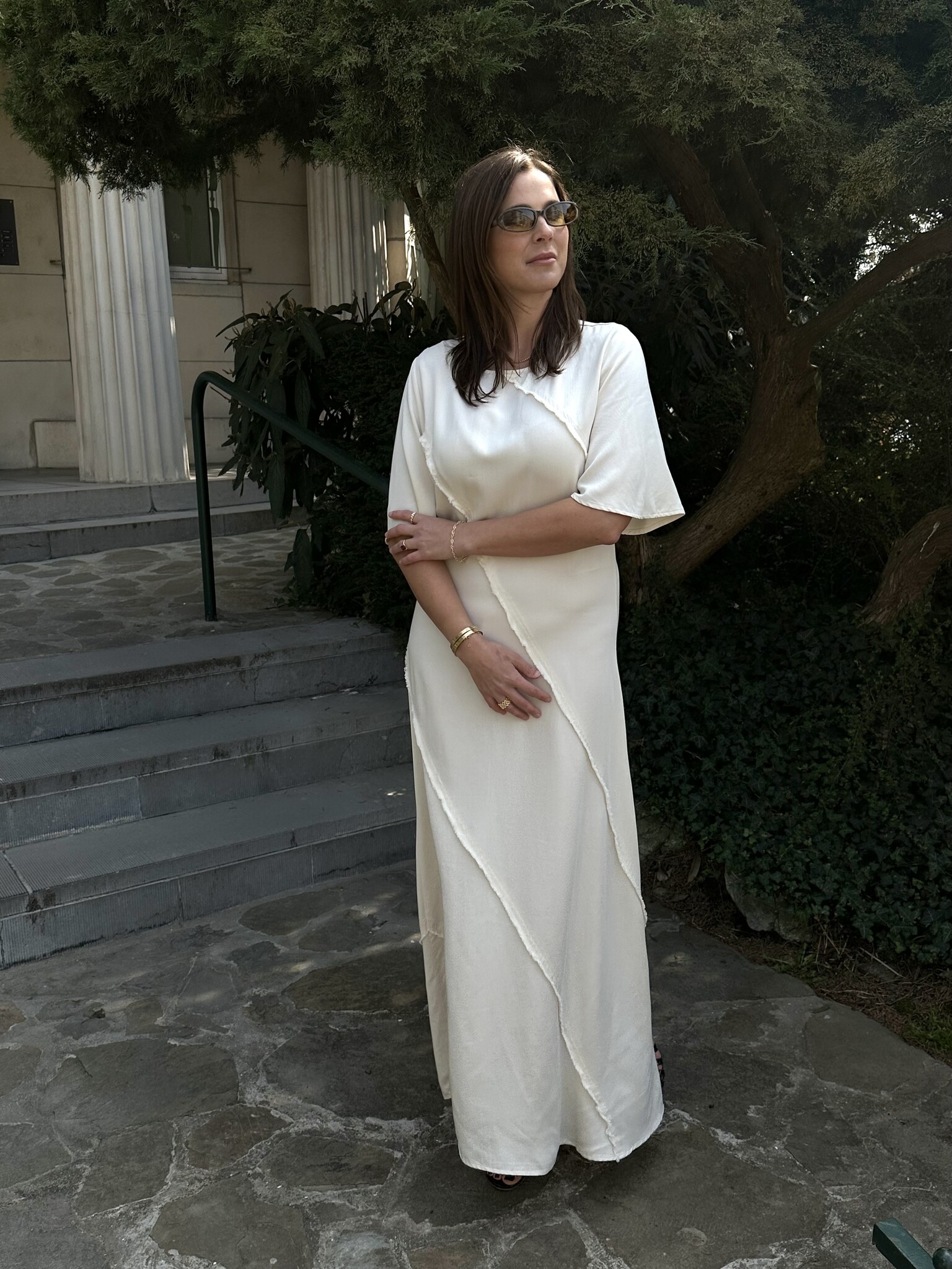 Selected Ankle Dress Ivana 6. Dream in cream! This long cream-colored ankle dress with raw edges is what dreams are made ...
