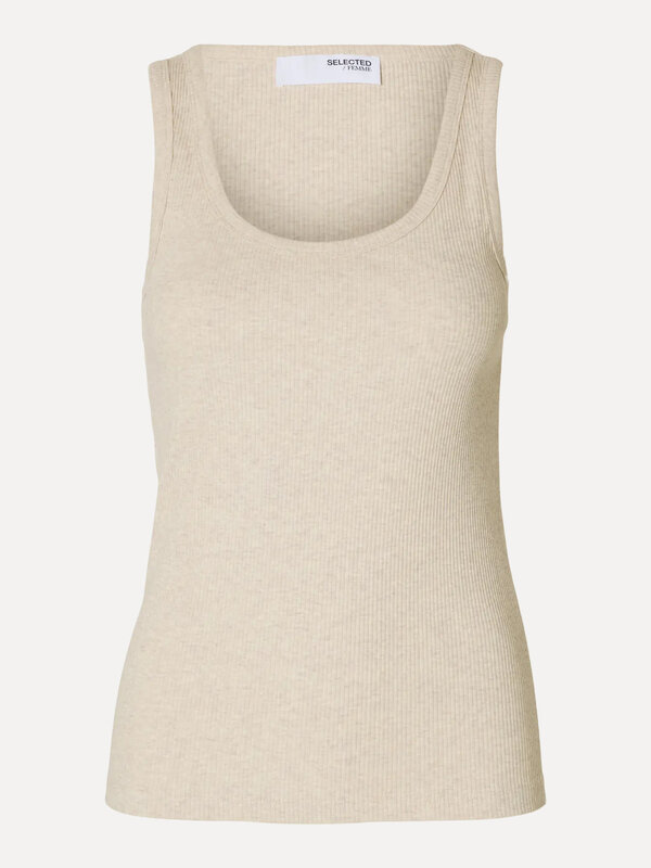 Selected U-neck tanktop Anna 2. Vul je garderobe aan met deze geribde tanktop in zacht katoen. Perfect als basislaag onde...