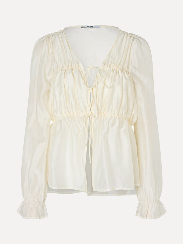 MBYM Ruched blouse Aniela 2. Deze luchtige, gerimpelde blouse met geknoopt detail geeft een romantische twist aan elke ou...