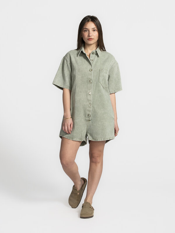 Le Marais Denim playsuit Jae 1. Khaki state of mind! The Jae playsuit is so versatile, you’ll never second-guess your out...