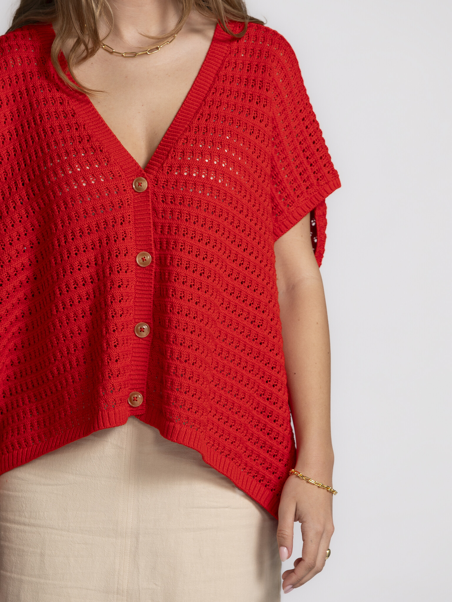 Les Soeurs Crocheted cardigan Jack 5. Crochet all day! This bright red crochet cardigan brings together texture, color an...