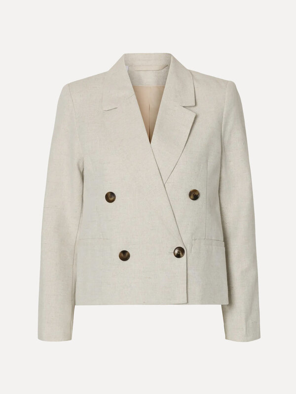 Selected Short blazer Venja 2. Cropped but classy – This beige cropped blazer exudes timeless elegance. Style it with tai...