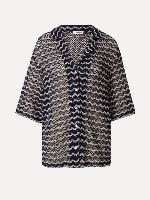 Edited Blouse Karlotta 2. Chic & breezy - this open-knit shirt with a navy-beige zigzag pattern is the ultimate summer la...