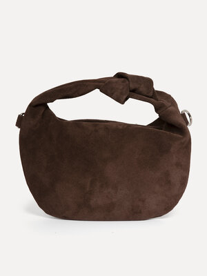 Sac Olivia. Intemporellement chic - Ce sac en suède brun foncé respire l’élégance discrète. Sa poignée nouée apporte une ...