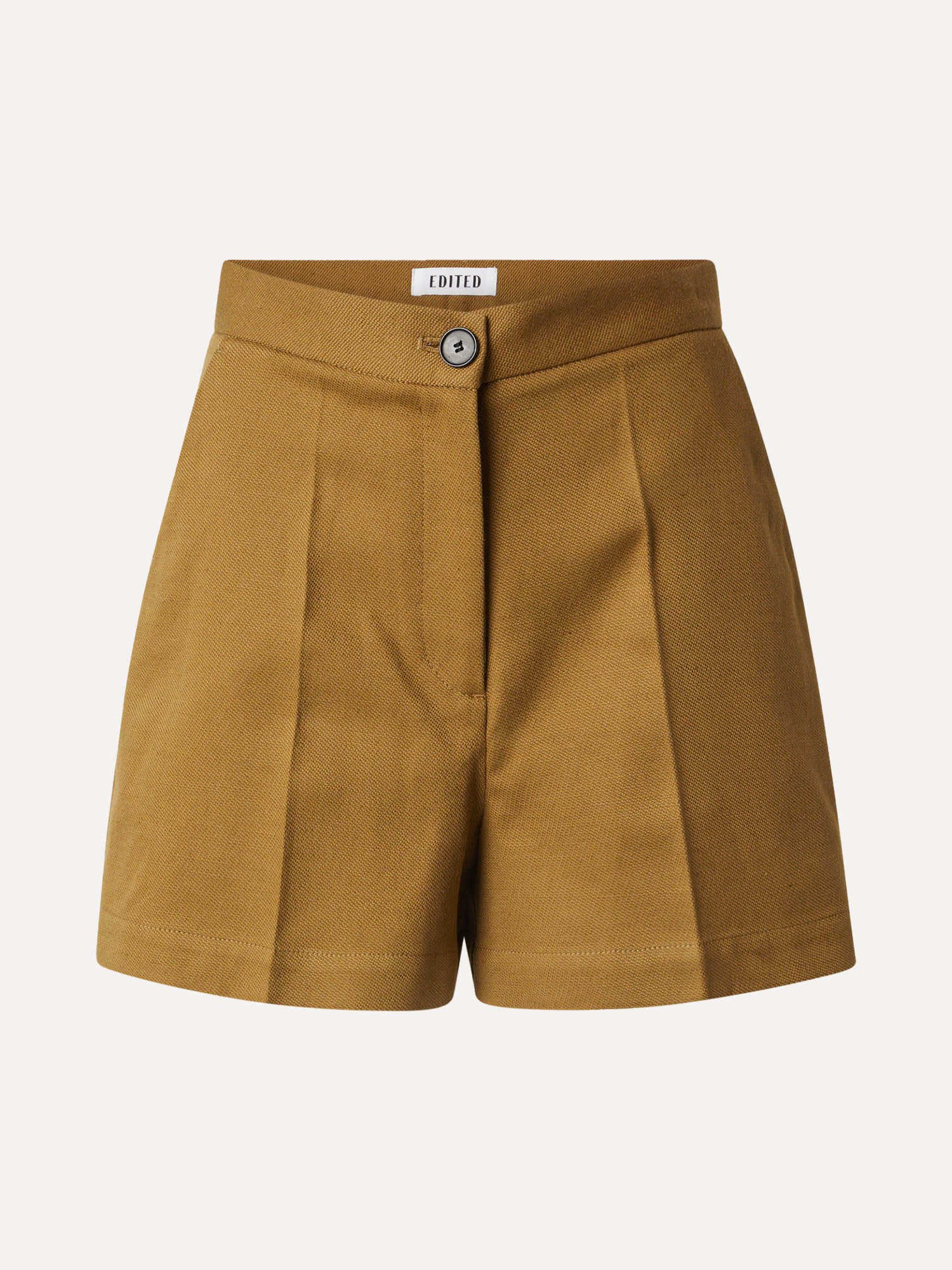 Edited Short Vincenza 2. Easy chic - Deze camel short met hoge taille en elegante plooi is stijlvol én cool. De stevige s...