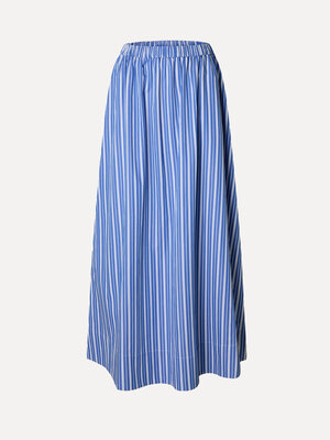 Rok Fia. Streepje voor dit seizoen - deze blauw-wit gestreepte rok in 100% katoen is jouw nieuwe zomerliefde. Draag met s...