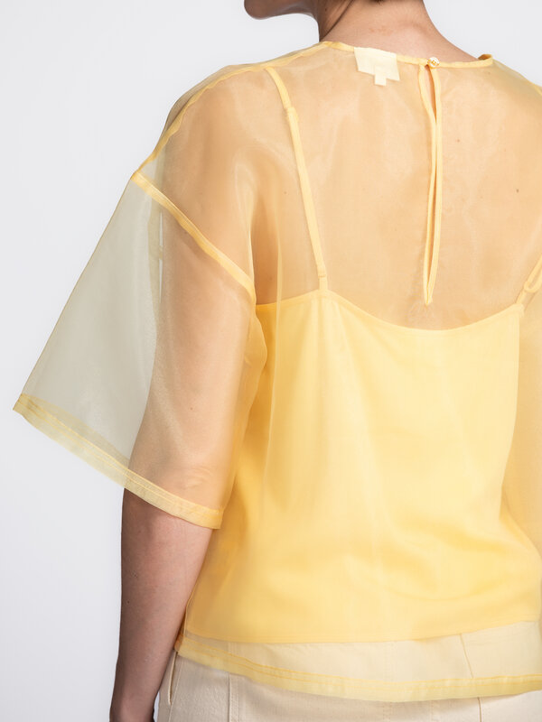 Les Soeurs Organza top Antonio 4. Sheer delight: de botergele tint van deze organzatop voelt als een vitamineboost voor j...