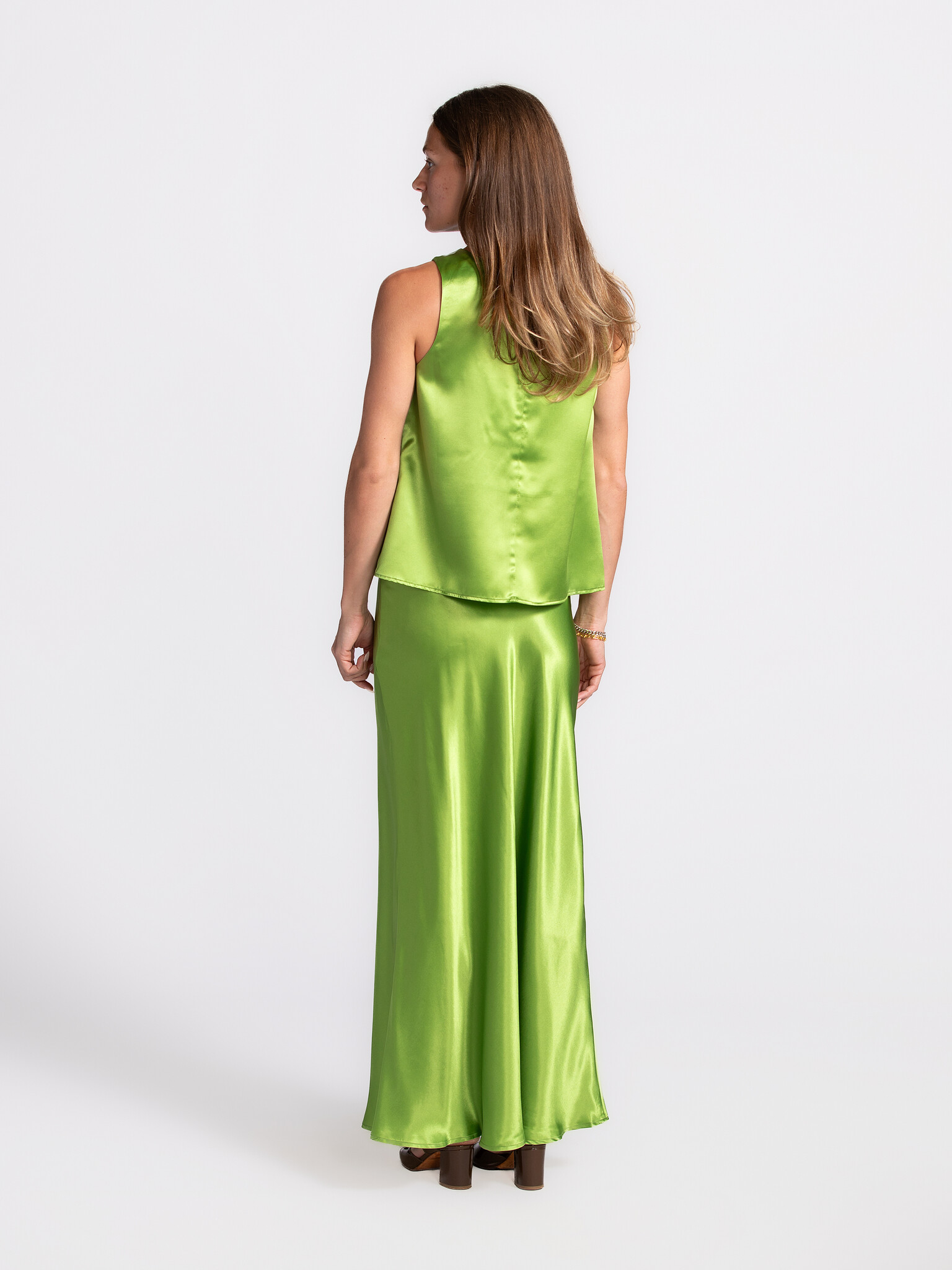 Selected Satin maxi skirt Elina Lena spindle tree | Les Soeurs