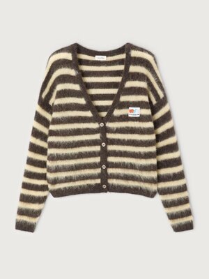 Cardigan Nenybay. Soft stripes. This ultra-soft cardigan in warm brown stripes is your go-to when temperatures drop. The ...