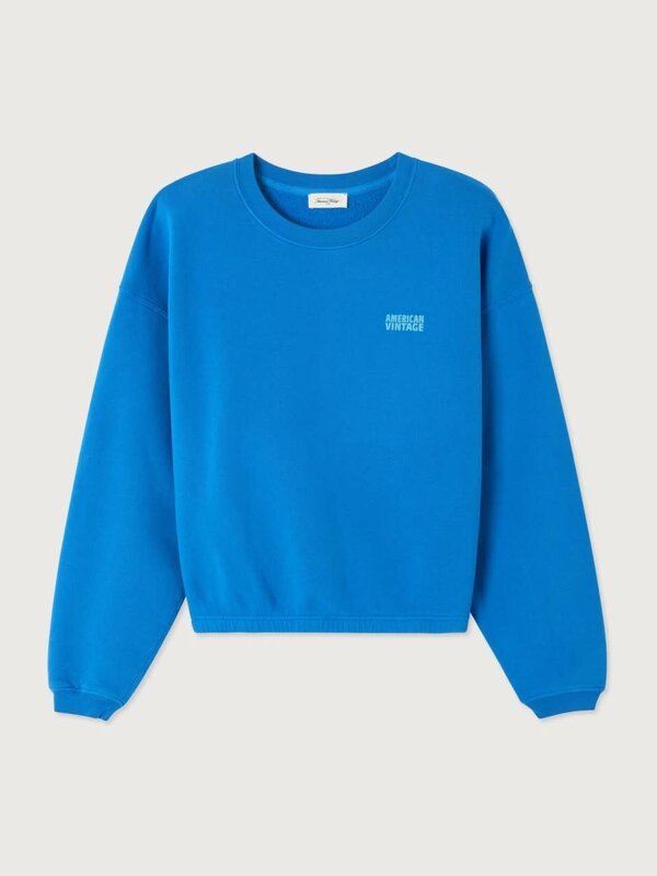 American Vintage Sweat Izubird 1. Color pop. Ce pull bleu éclatant à la coupe décontractée offre le confort du loungewear...
