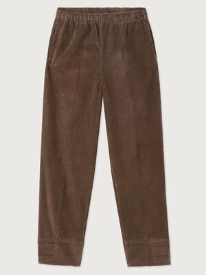 Pants Padow. Chic in chocolate. This dark brown corduroy trouser with a high waist and relaxed fit exudes effortless eleg...