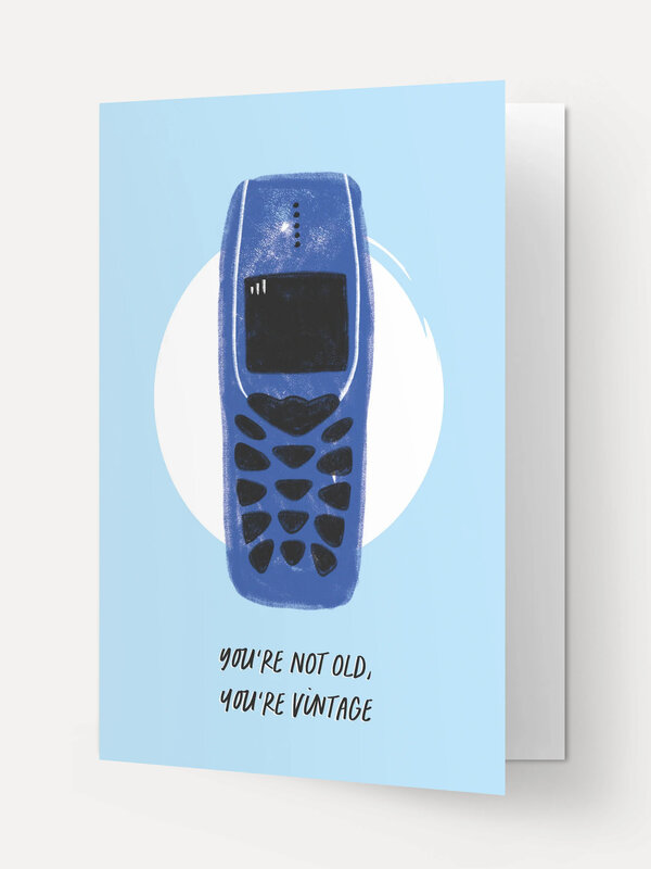 Kaart Blanche Greeting Card Vintage phone birthday 2. Vintage vibes for a timeless birthday star! This funny card with an...