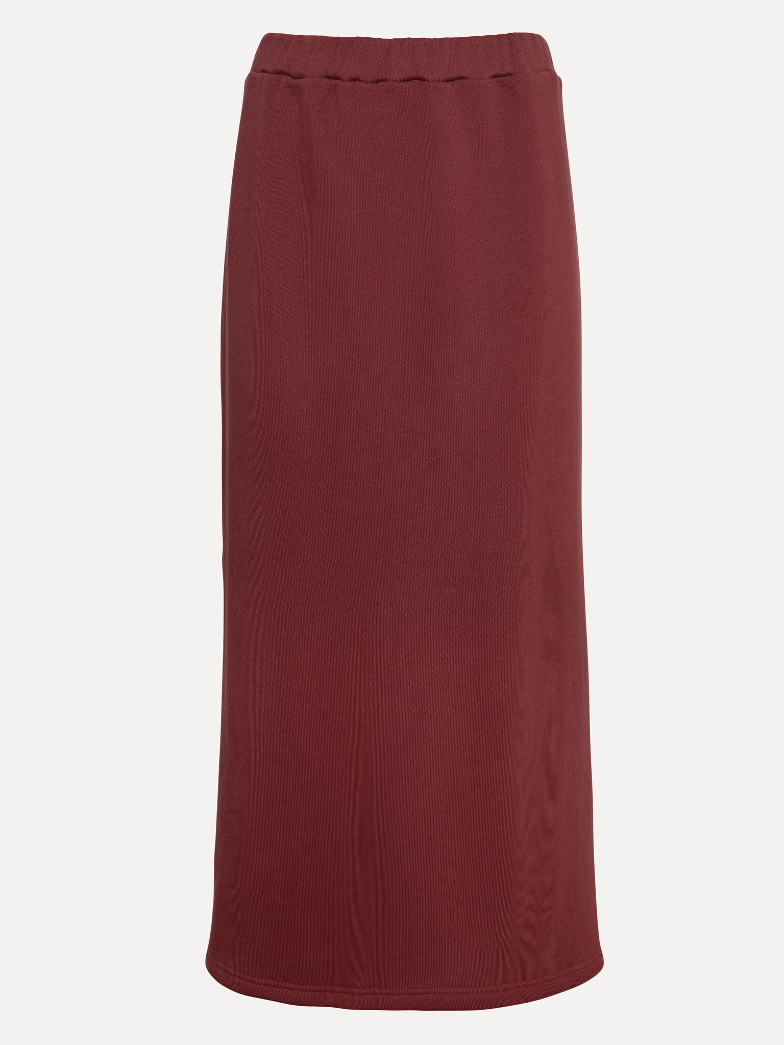 Les Soeurs Midi rok van sweatstof Mika 2. Relaxed & refined. Deze bordeaux midi rok in zachte sweatstof is even comfortab...
