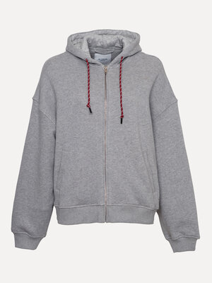 Sweat à capuche Mace. Confort en mouvement. Ce hoodie gris zippé avec cordon bicolore bordeaux allie confort et style. Po...