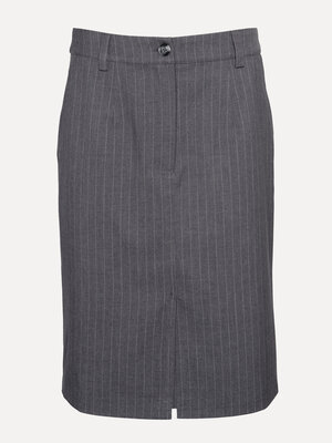 Jupe Malika à fines rayures. Vintage feel, but make it fashion. Cette jupe crayon grise à fines rayures modernise le look...